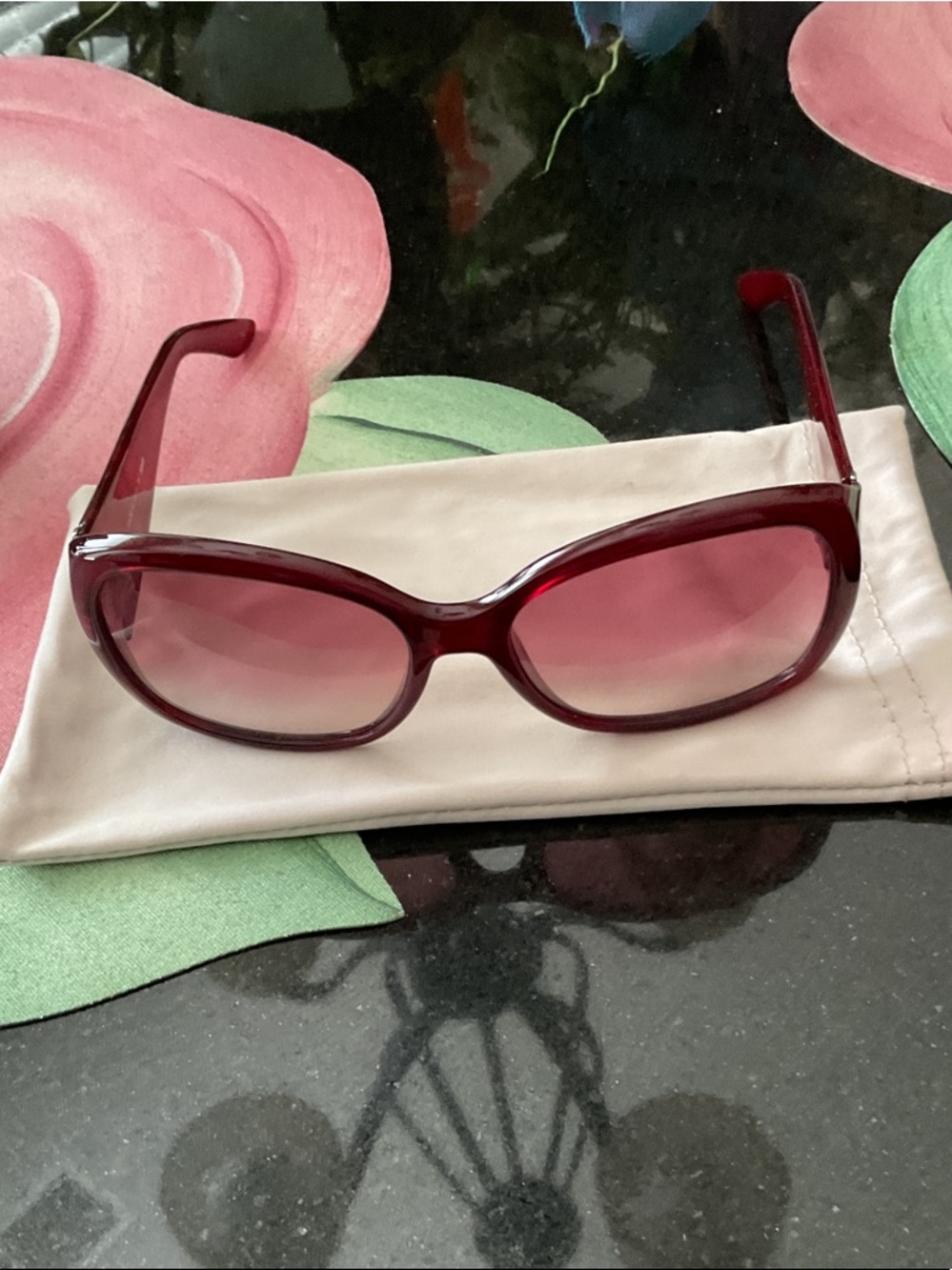 Women's Burgundy Gradient Sunglasses – Fashion Cat-Eye Shades